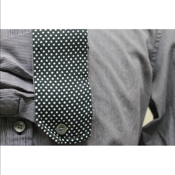 Vroom and Dreesmann Men Long Sleeve Shirt Polo Striped Dark Gray Small Cotton - Picture 10 of 12